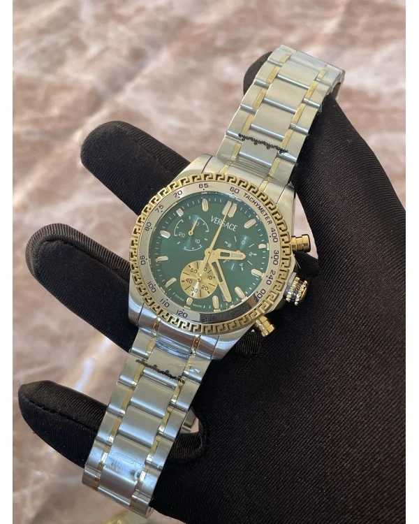 Versace Greca Chrono Yeşil Kadran Two-Tone Erkek Kol Saati